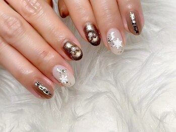 シベル(Ci belle)/ブロンズマグ/冬ネイル/雪の結晶