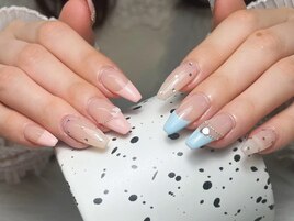 クリア×アシンメトリーネイル