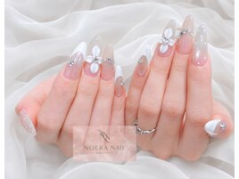 ホワイトフレンチフラワーネイル