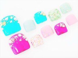 ワンカラー+ラメ+ストーン