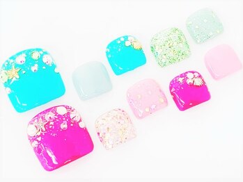 ネイルサロン クイール 小山店(NAIL SALON QUILL)/ワンカラー+ラメ+ストーン