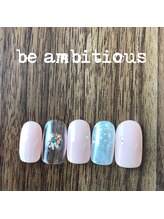 ネイルサロンアンドスクール ビーアンビシャス(be ambitious)/シェル×ホロ×ラメ×ストーン