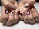 チェック×リボン