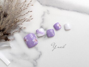 ワイネイル(Y.nail)/パープルフラワーネイル