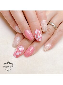 ピオニーネイル(peony nail)/春フラワーネイル