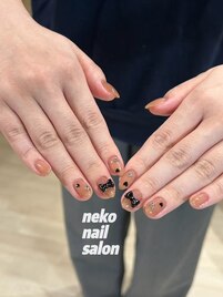 定額ネイル　シンプル　リボン