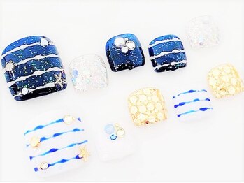 ネイルサロン クイール 小山店(NAIL SALON QUILL)/ワンカラー+ボーダー