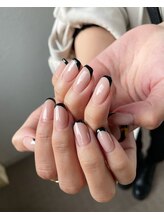 ユージューネイルルーム(UJU nail room)/黒フレンチ