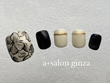エープラスサロン ギンザ(a+salon ginza)/フット/手書きフラワーネイル