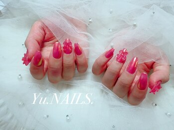 ユーネイルズ 恵比寿(Yu.NAILS.)/春リボン◎オーロラワンカラー