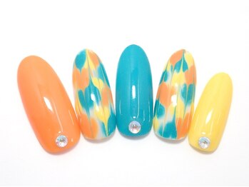 ワンネイル(ONE NAIL)/＃和柄＃ピーコック＃カラフル