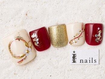 アイネイルズ 新宿店(I nails)/紅白お正月和柄フット