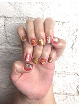 プライズアイリス アイラッシュ 池袋東口店(prize Iris eyelash)/オレンジ持ち込みネイル