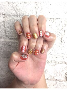 プライズアイリス アイラッシュ 池袋東口店(prize Iris eyelash)/オレンジ持ち込みネイル