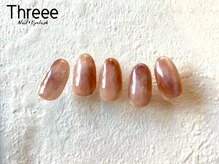 スリーネイルプラスアイラッシュ(Threee Nail+Eyelash)/ブラウン系ニュアンスアート