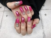 ネイル ビューティーマジック 葛西本店/ロングピンクミラーネイル