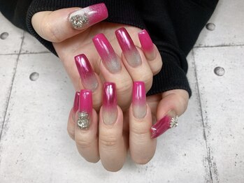 ネイル ビューティーマジック 葛西本店/ロングピンクミラーネイル