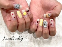 ネイルズアリー 立川店(Nails ally)/ハート×3D×チェック×秋冬