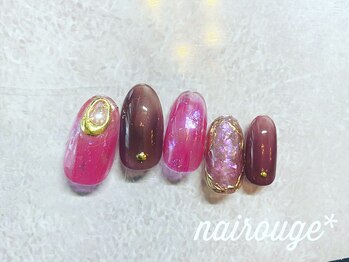 ネイル―ジュ 札幌大通店(nairouge*)/秋♪シアーバーガンディネイル♪