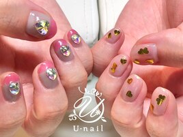 ハートちぐはぐネイル