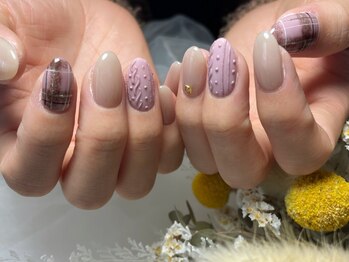 サロンドフォーエイチ(salon de 4H)/立体感×もこもこニットネイル☆