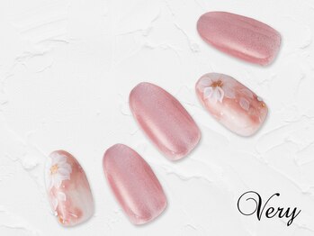 ヴェリー 六本木ヒルズ店(Very)/マグネット×フラワーの春ネイル