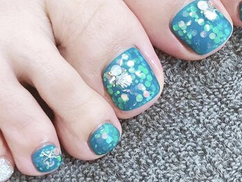 ナチュラルネイル 志木東口店(Natural nail)/キラキラターコイズネイル