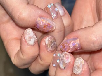 春ネイル、凹凸ネイル