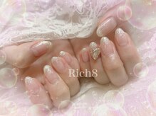 ネイルアンドまつげエクステ リッチエイト 原宿店(Rich8)/シルバーラメグラ＋パーツ