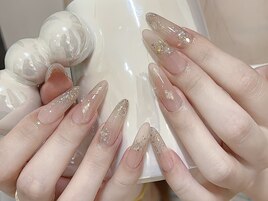 女子力ゴールド系ネイル
