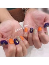 ハーティーネイル hearty nail 溝の口店/オレンジ×パープル