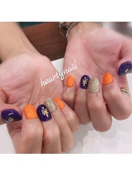 ハーティーネイル hearty nail 溝の口店/オレンジ×パープル