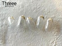 スリーネイルプラスアイラッシュ(Threee Nail+Eyelash)/ガラスフレンチ　ブライダル