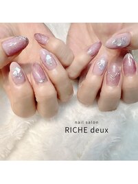 紫陽花カラーのシェルネイル