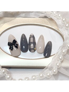 チェック リボンネイル