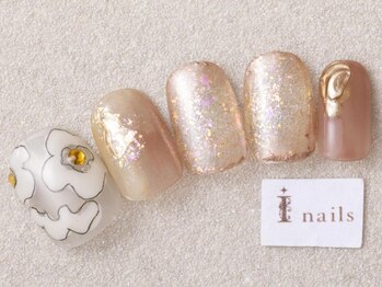 アイネイルズ 三宮店(I nails)/落書きフラワーピンクグリッター