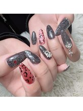 アートネイル ギャラリー(Art nail Gallery)/ブラック×レオパY2Kネイル