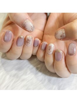 定額色違いラベンダーネイル