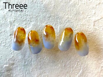 スリーネイルプラスアイラッシュ(Threee Nail+Eyelash)/琥珀　ニュアンスネイル