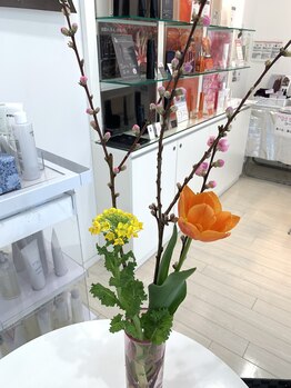 ポーラ ザ ビューティ 金沢有松店(POLA THE BEAUTY)/店内はお花やグリーンがお出迎え