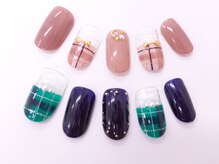 ネイルサロンクイール 宇都宮店(NAIL SALON QUILL)/ハーフフレンチ+チェック