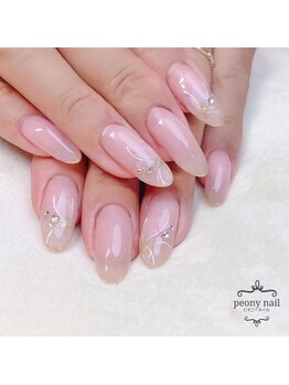 ピオニーネイル(peony nail)/大人上品シフォンフラワー