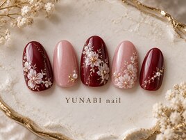 ボルドー×小花パール