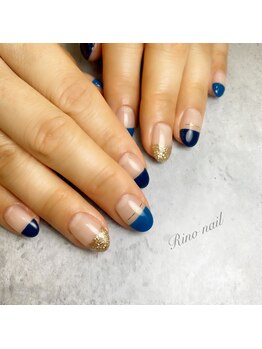 リノ ネイル(Rino nail)/2色のブルーフレンチ