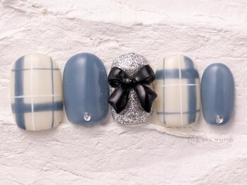 ネイルメゾン 渋谷店(NAIL MAISON)/ガーリーチェック冬リボン￥7800