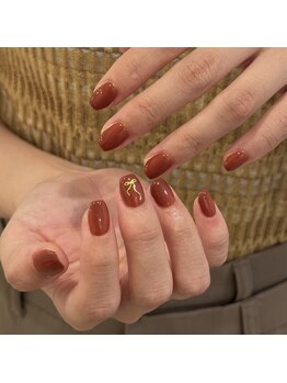 ネイル アンド アイラッシュ フルール 横浜店/ワンポイントリボンネイル