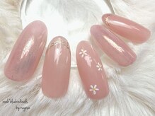 ノアブルーバードネイルズ(Noah' bluebird .nails)/ミラーフレンチ×フラワーアート
