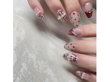 カズネイル(Kazu nail)/赤のツイードネイル