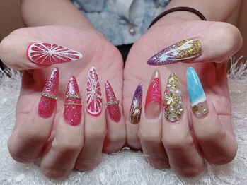 レアネイル 新宿(le'a nail)/キラキラ夏デザイン