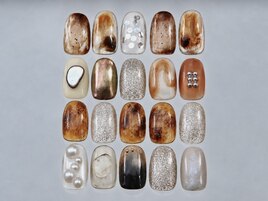 秋ネイル　ニュアンスネイル